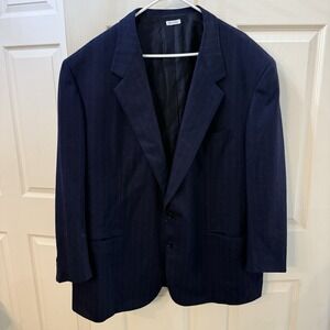 Brioni Blue‎ Striped 100% Wool Sportcoat Blazer Measurements In Pics